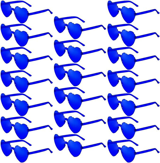 20 Pairs Heart Shaped Sunglasses Bulk, Colorful Rimless Fun Heart Sunglasses for Women Party Favors
