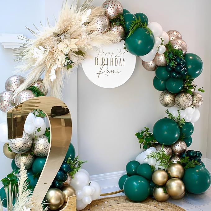 Voircoloria 90pack Dark Green Balloons Different Size 18/12/10/5 Inch Green Balloon Garland Arch Kit for Birthday, Graduation, St. Patrick's Day, Christmas, Baby Shower, Dinosaur Party Decorations
