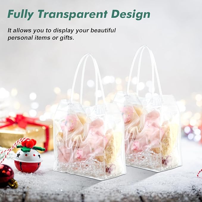 30 Pcs Reusable Holographic Gift Bags with Handle Iridescent Bachelorette Party Favor Bags Clear Tote Goodie Bags for Shopping Baby Showers Weddings - 5.9x6.3x2.8/8.3x8x4/11x9.8x5.7 Inch(20/5/5 Pcs)