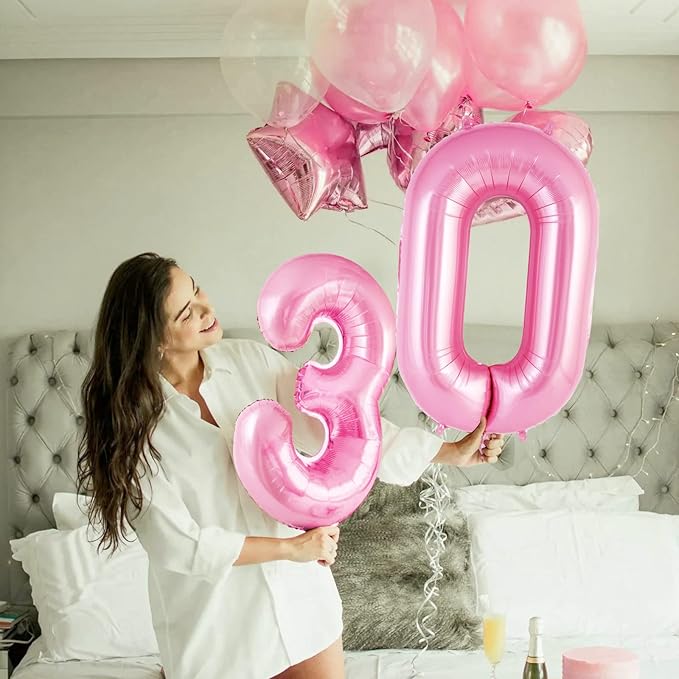 Pink Number 0 Balloon 40 Inch, Big Large Foil Helium Number Balloons, Jumbo Giant Mylar Number 0 Balloons for Birthday Party Decorations Supplies Anniversary Celebration