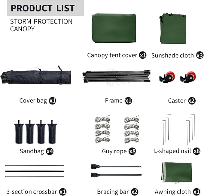 10x10 Pop up Canopy Tent with Awning Easy up Canopy with Wheel Bag Heavy Duty Waterproof Canopy Commercial Gazebo Tent for Outdoors Parties Vendors(Dark Green