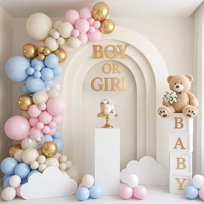 RUBFAC 135pcs Pale Pink Balloons Different Sizes Pack of 18 12 10 5 Inch, Latex Light Baby Pastel Pink Balloon Garland Arch Kit for Baby Shower Engagement Bachelorette Wedding Birthday Party
