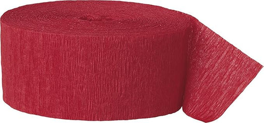 Premium Ruby Red Crepe Paper Streamer - 81 ft (1 Pc) - Perfect for Birthdays, Weddings, and Events