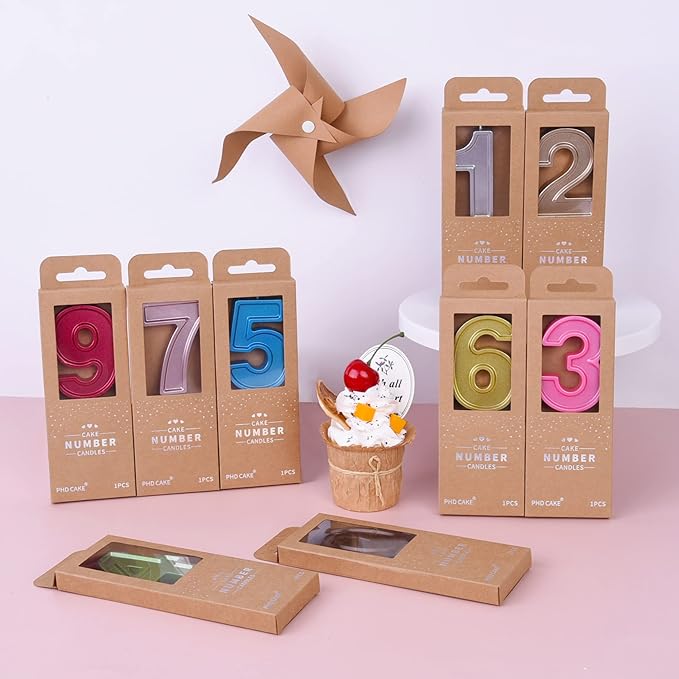 PHD CAKE 2.76 Inch Luxe Gold 5 Number Birthday Candles, Gold Number Candle, Cake Number Candles, Party Celebration