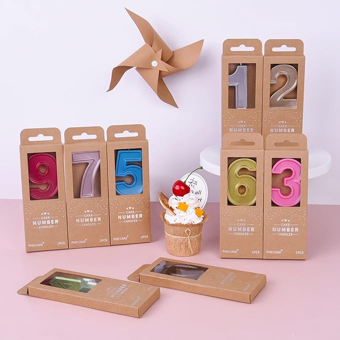 PHD CAKE 2.76 Inch Luxe Rose Gold 3 Number Birthday Candles, Rose Gold Number Candles, Cake Number Candles, Party Celebration