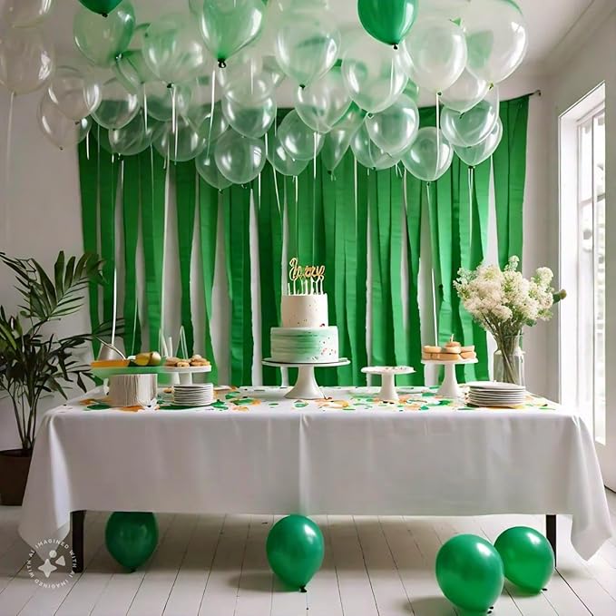 Captain Decor 4 Crepe Paper Streamers Rolls, 328ft Pack of Unique 4 Green Streamers for Party Decorations, Birthday and Wedding Decoration (1.8 inch x 82 ft/Roll)
