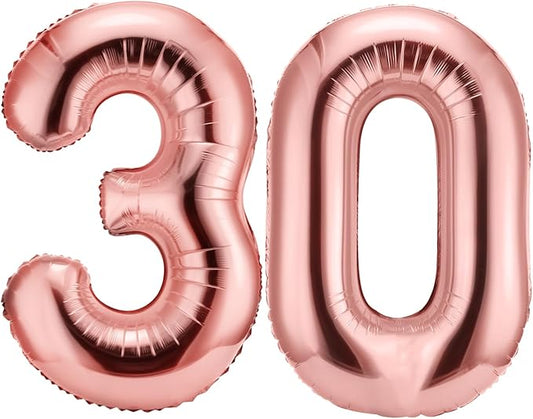 Gejoy 40 Inch Number 30 Balloons Jumbo 30 Foil Giant Number 30 Balloons for 30th Birthday Party Decorations and Rip to My 20s Anniversary Event(Rose Gold)