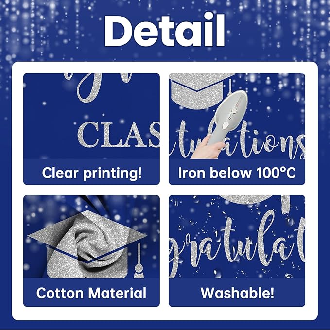 Mocsicka Class of 2026 Backdrop Blue Silver Glitter Bokeh Graduation Party Background 2026 Congrats Grad Prom Party Cake Table Decoration Photo Booth Props (10x7ft)