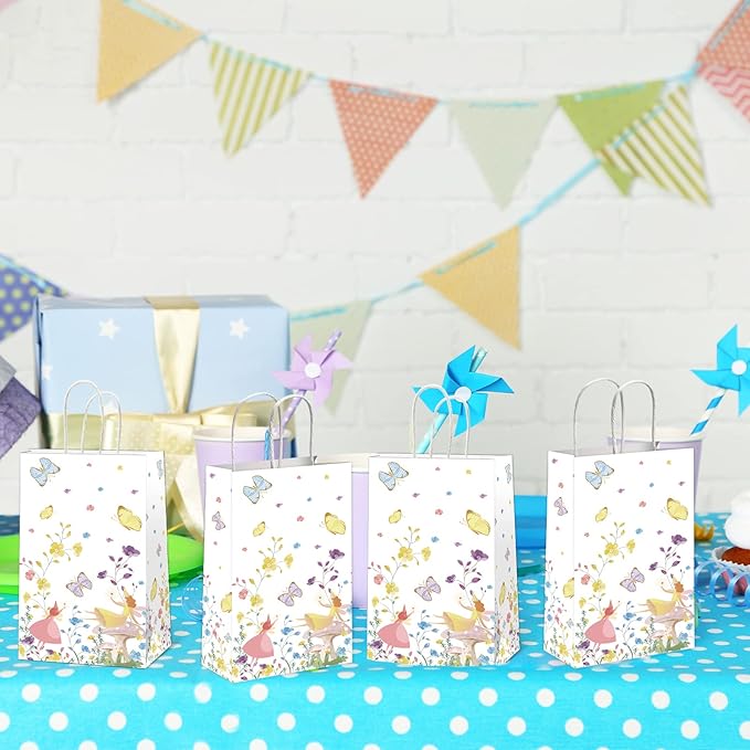 gisgfim 12pcs Truly Fairy Paper Treat Bags with Handles Talking Party Supplies Bags Tea Luncheon Garden Birthday Party Decoration Supplies