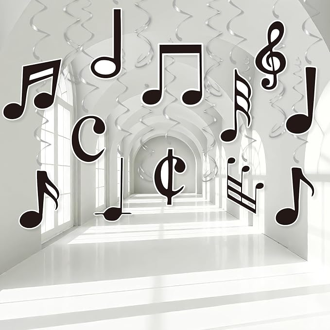 Musical Note Hanging Swirls - 30PCS Music Themed Party Decorations Musical Note Ceiling Streamers for Music Birthday Party Baby Shower Decor Supplies