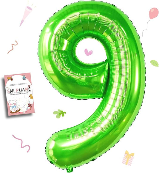 40 inch Number Balloon 0-9 Green Large Number 9 Balloons,Digital Balloons for Birthday Party Celebration Decorations Supplies, Helium Foil Number Balloons for Wedding Anniversary