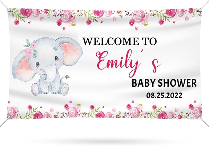 Baby Shower Banner Personalized Name Date Custom Baby Shower Banners and Signs Customize for Party Decoration 6'x3'