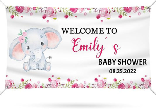 Baby Shower Banner Personalized Name Date Custom Baby Shower Banners and Signs Customize for Party Decoration 6'x3'