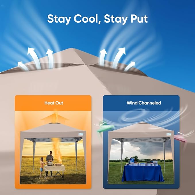 Quictent 10x10 Pop Up Canopy Tent Without Sidewall, Instant Setup Gazebo for 1 Person, Portable & Compact, Waterproof & UV Protection, Ideal for Camping, Beach, Parties, and Outdoor Events