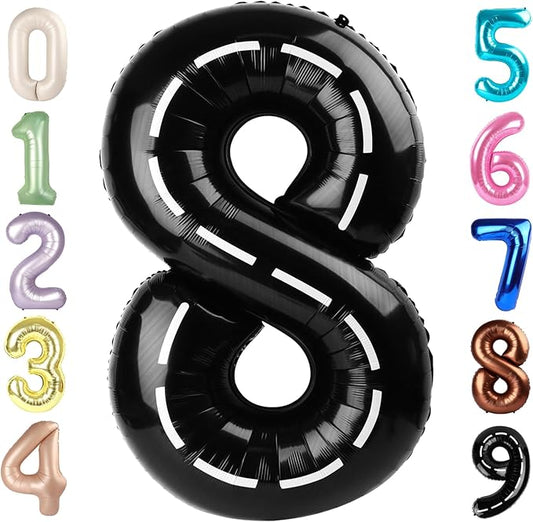 40 Inch Number 8 Balloon, Line Black 8 18 28 80 Birthday Balloons for Men Boys, 8th Birthday Decorations Party Supplies, Wedding, Graduations