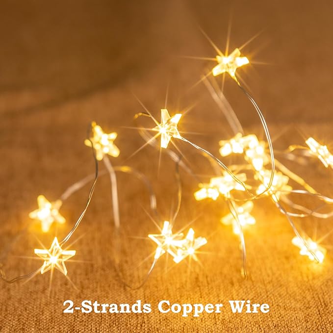 6 Packs 6.6ft 20 LEDs Star Fairy Lights Battery Operated,Mini Star String Lights,Waterproof Twinkle Starry Light for DIY Bottle Table Christmas Ramadan Wedding Halloween Decor,Warm White