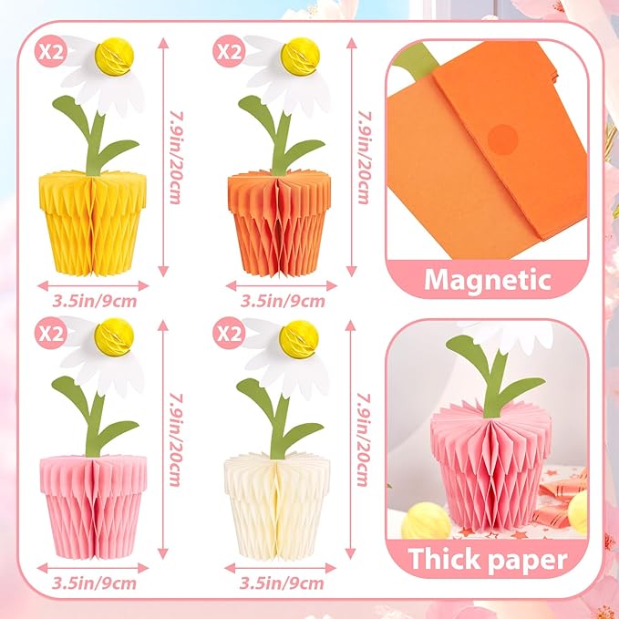 8PCS Daisy Honeycomb Centerpieces, Daisy Table Decorations, Daisy Flower Birthday Party Decorations for Home Office, Baby Shower, Wedding Spring Party Supplies(Orange Yellow)