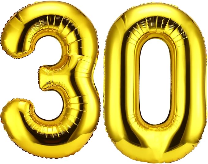 Gejoy 40 Inch Number 30 Balloons Jumbo 30 Foil Giant Number 30 Balloons for 30th Birthday Party Decorations and Rip to My 20s Anniversary Event(Gold)
