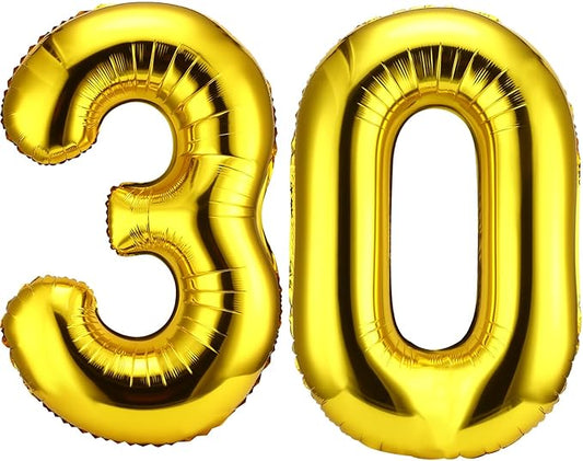 Gejoy 40 Inch Number 30 Balloons Jumbo 30 Foil Giant Number 30 Balloons for 30th Birthday Party Decorations and Rip to My 20s Anniversary Event(Gold)