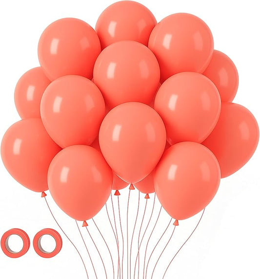 Voircoloria 105pcs Coral Red Balloons 12inch Party Latex Balloons for Boys Girls Birthday Baby Shower Gender Reveal Wedding Sunflower Party Decorations