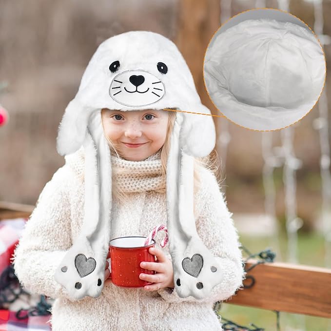 Animal Hat with Funny Plush Moving Ears,Crazy Hats for Kids Holiday Cosplay Easter Dress Up Cute Hat Kids Gift