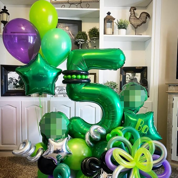 40 Inch Green Large Numbers Balloons 3, Self Inflating Digit 3 Helium Balloons for 3rd Boys Girls, Foil Mylar Big Number Balloons 0-9 for Women Men Birthday Party Anniversary Supplies Decorations