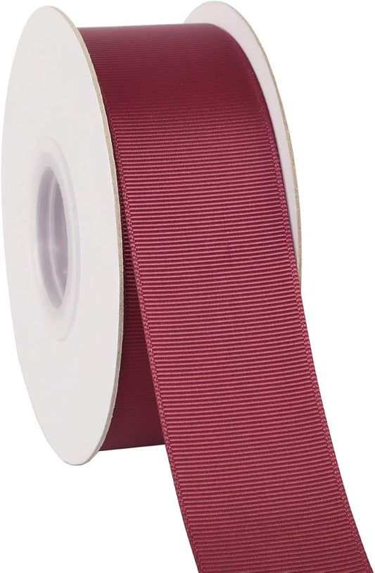 Ribbonitlux 1.5" Wide Solid Grosgrain Ribbon 25 Yards (277-Burgundy）, Set for Gift Wrapping, Party Decor, Sewing Applications, Wedding and Craft