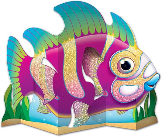 Beistle 3-D Glittered Fish Centerpiece, 13" - Beach Luau Table Decoration, Nautical Ocean Themed Party, Tropical Summer Decor
