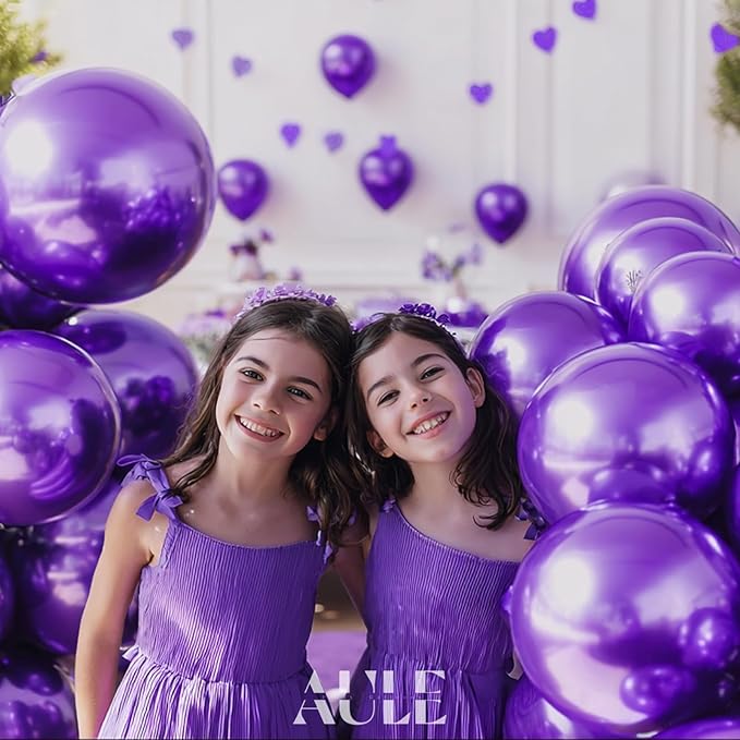 AULE Party Balloons 50 Pcs 12 inch Metallic Dark Purple Balloons Chrome Helium Shiny Latex Balloons Happy Birthday Graduation Gender Reveal Wedding Carnival Decoration