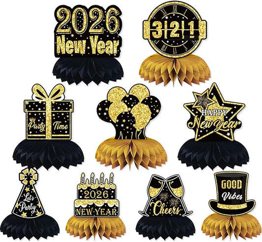 New Years Eve Party Supplies 2026, Pack Of 9 New Years Eve Centerpieces For Tables, Happy New Year Decorations, New Years Eve Table Decorations