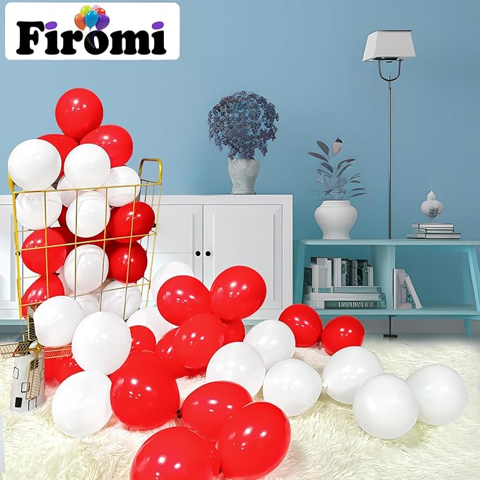 Firomi Small White Balloons 5-inch 100 Pack Helium Matte Round Thicken White Latex Balloon for Wedding Birthday Party (with 2 Ribbons)