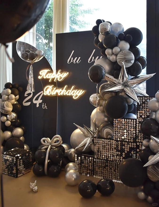 Black Balloons 12 inch, 50 Pcs 3.2g Black Latex Balloon Matte Helium Balloons for Birthday Party Wedding Baby Shower Retirement Decorations