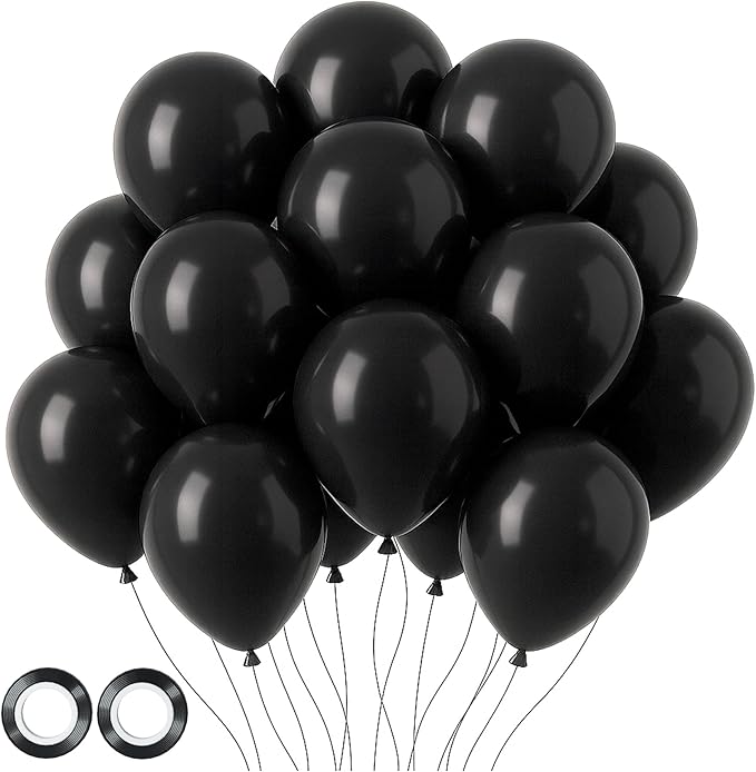 Voircoloria 105pcs Black Balloons 12inch Party Latex Balloons for Birthday Graduation Baby Shower Anniversary New Year Holiday Party Decorations