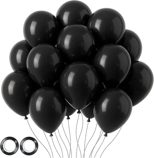 Voircoloria 105pcs Black Balloons 12inch Party Latex Balloons for Birthday Graduation Baby Shower Anniversary New Year Holiday Party Decorations
