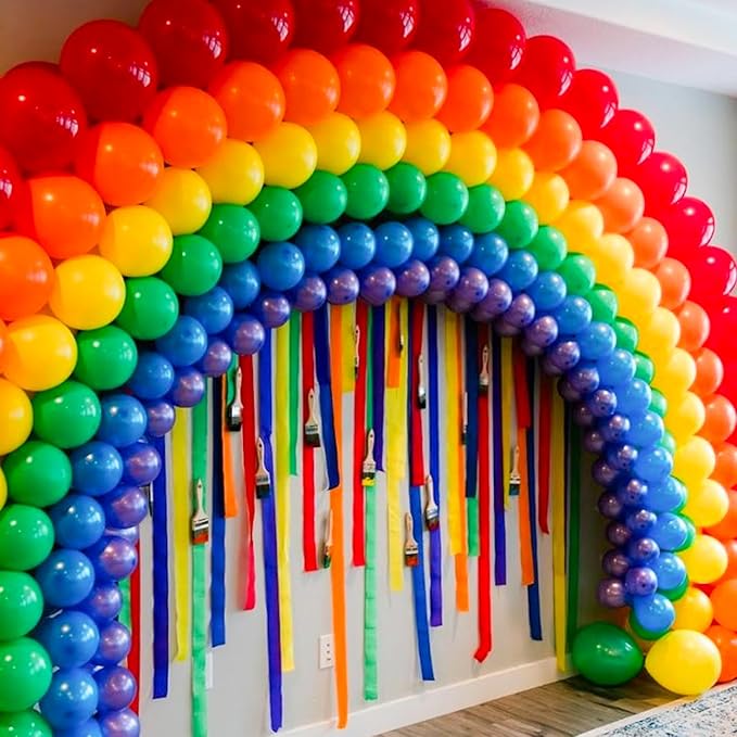 PartyWoo Rainbow Balloon Arch Kit Garland 142pcs Different Sizes of 18 12 10 5 Inch Colorful Blue Red Green Purple Yellow Orange Balloons for Baby Shower Graduation Birthday Party Decorations