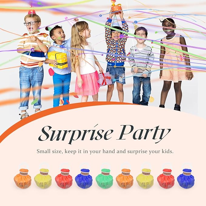 10Pack Colorful Streamer Poppers, No Mess Multi-Color Paper Crackers, Hand Throw Confetti Streamers for Birthday, Wedding, Party Celebrations