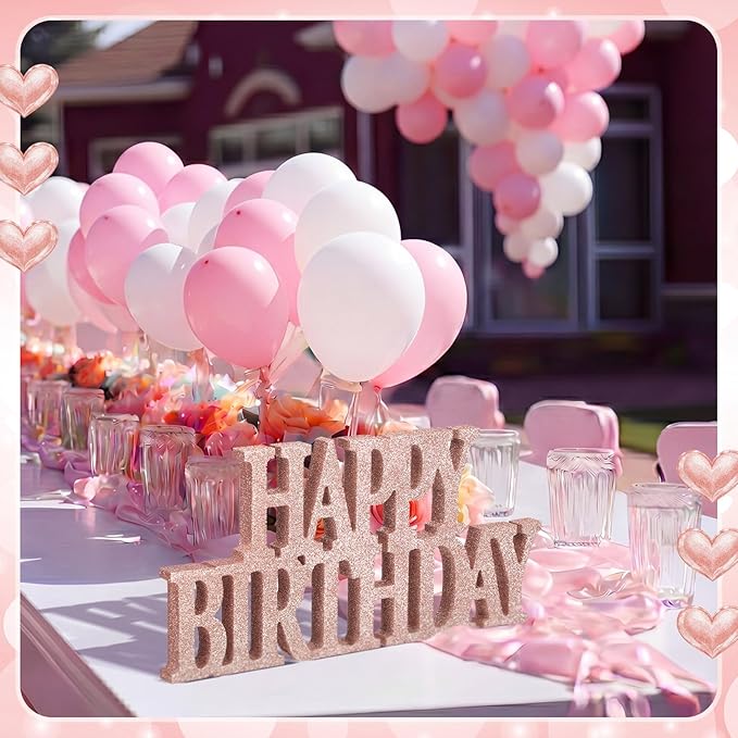 Novabright Happy Birthday Sign Centerpieces for Table Birthday Party Decorations for Women Bday Birthdays Themed Celebration Party Supplies(Rose Gold,Glitter)