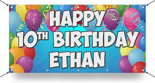 Custom Birthday Vinyl Banner Sign Personalized, Party Backdrop, Birthday Gift, Birthday Party - Milweb1 (3'x6', BB-4)
