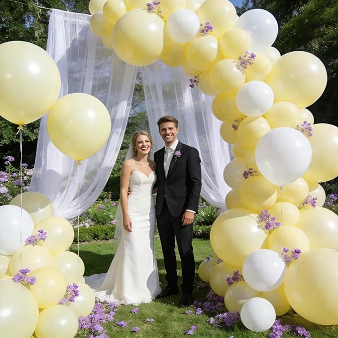 110pcs Pastel Yellow Balloon 12 Inch, Pastel Yellow Latex Balloons for Birthday Party Baby Shower Wedding(with 2 Ribbons).