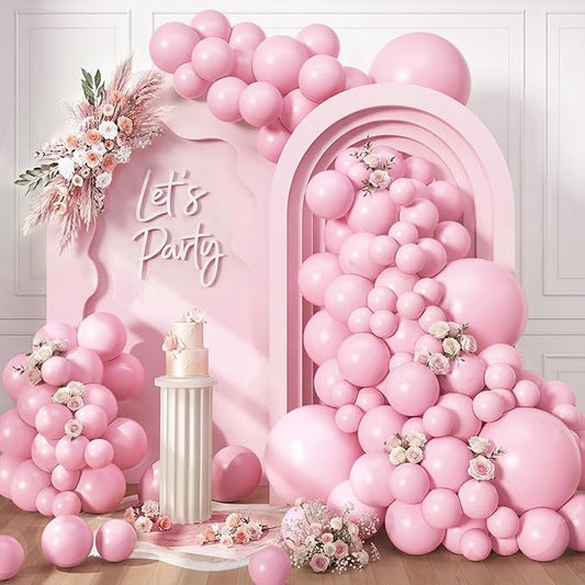 RUBFAC 129pcs Pastel Pink Balloons Different Sizes 18 12 10 5 Inches for Garland Arch, Light Pink Balloons for Birthday Valentine's Day Baby Shower Gender Reveal Wedding Party Decoration