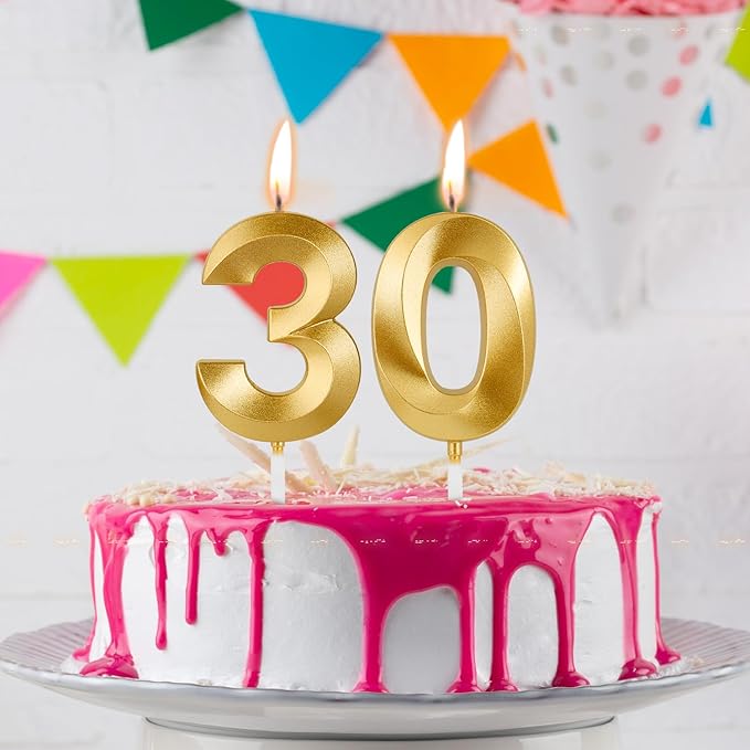 Birthday Candles, 1.96 Inch Number 19 Happy Birthday Candles, Number Candles Decoration for Birthday Party and Anniversary Celebration(Champagne Gold)