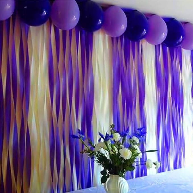 FOONEA Crepe Paper Streamers - 4 Rolls 328ft Purple Crepe Paper for Party, Wedding, Birthday & Baby Shower Decorations