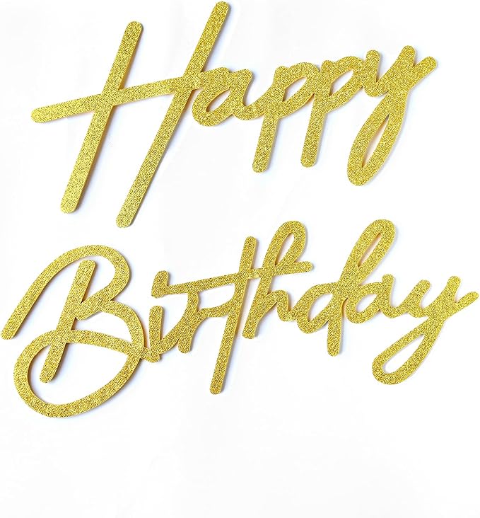 Glitter Gold Happy Birthday Sign for Arch Backdrop - Felt Happy Birthday Letters Signs for Balloon Arch Wall Decorations Large Happy Birthday Remove Logo for Baby Girl Women Party Decor