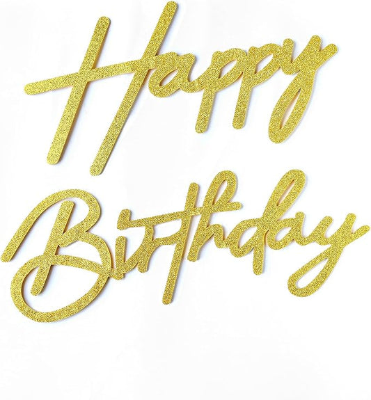 Glitter Gold Happy Birthday Sign for Arch Backdrop - Felt Happy Birthday Letters Signs for Balloon Arch Wall Decorations Large Happy Birthday Remove Logo for Baby Girl Women Party Decor
