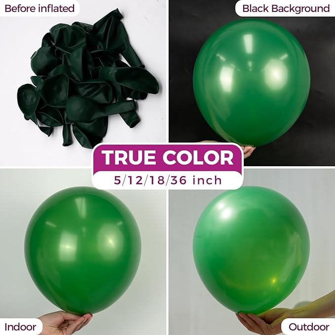 Bezente Green Balloons Latex Party Balloons - 150 Pack 5 inch Matte Small Dark Green Helium Balloons for Birthday Bridal Shower Christmas St. Patrick's Day Jungle Safari Theme Party Decorations