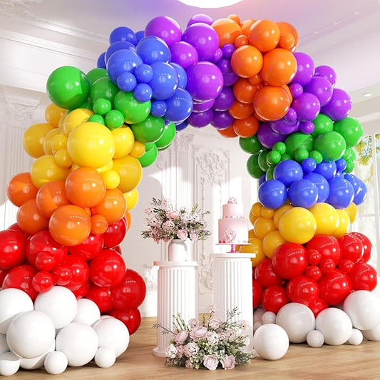 Rainbow Balloon Arch Kit - 211Pcs 8 Assorted Colors Balloon Garland Kit for Birthday Party Kids Baby Shower Wedding Anniversary Christmas Pride Rainbow Colorful Supplies Party Decorations
