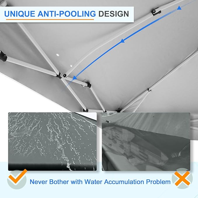 EAGLE PEAK Pop Up Canopy Tent with Wheeled Carry Bag, 8 Stakes, 4 Ropes, 4 Weight Bags, Easy Set Up Tent Canopy, 12x12 ft, 144sqft of Shade, Gray
