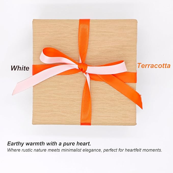 Ribbon 1 Inch, White & Terracotta Two Tone Double Faced Satin Ribbon for Gift Wrapping, Flower Bouquet, Bow, Hair, Wedding, DIY Crafts, Holiday Party Decorations, 30 Yards Total
