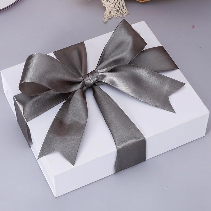 YASEO 1 1/2 Inch Steel Gray Solid Satin Ribbon, 50 Yards Craft Fabric Ribbon for Gift Wrapping Floral Bouquets Wedding Party Decoration