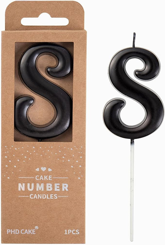 PHD Elegant Black 2.76 Inch 8 Number Birthday Candles for Party Celebration